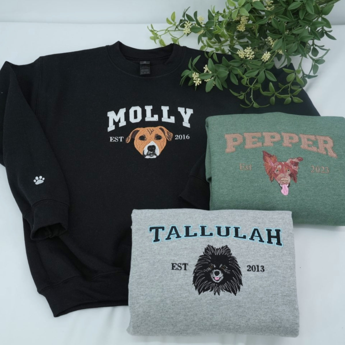 Custom Pet Portrait Hoodies - Dog Face Varsity Embroidered Sweatshirts - Personalized Pet Parent Gift