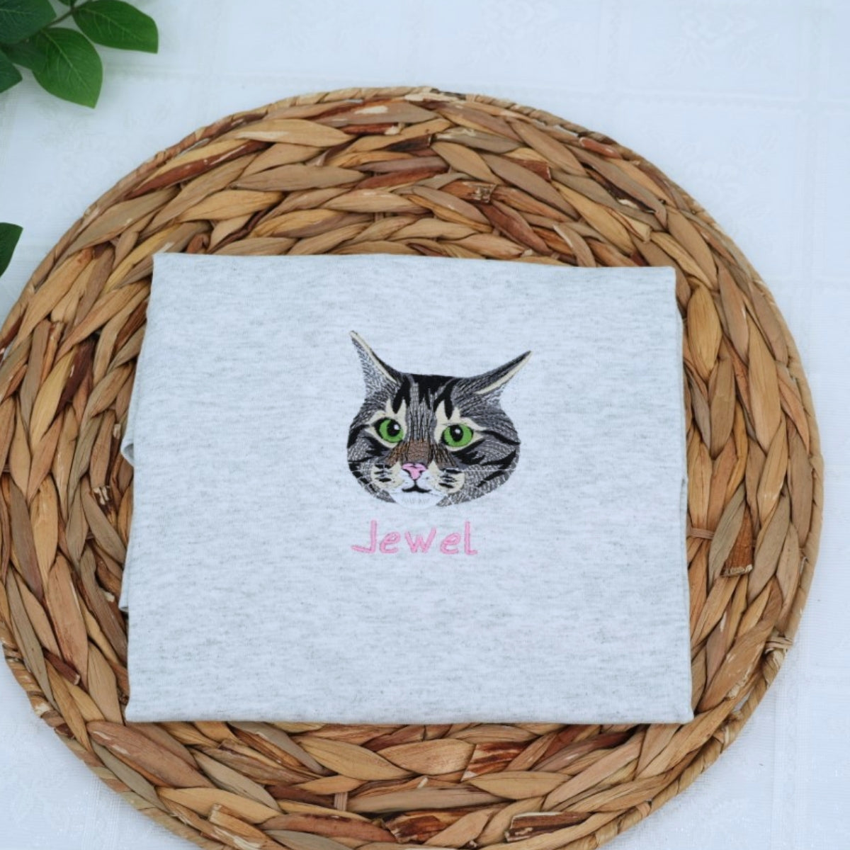 Custom Pet Portrait Hoodies with Name - Cat Face Embroidered Sweatshirts from Photo - Premium Cat Lover Gift