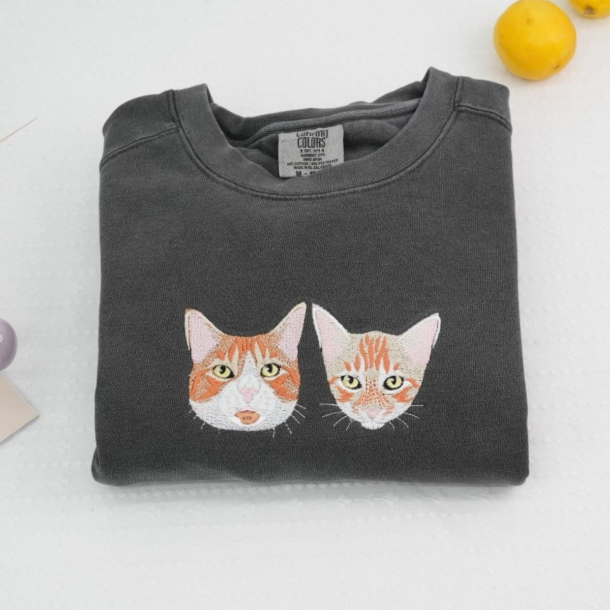 Custom Pet Portrait Sweatshirt with Names - Dog Cat Face Embroidered - Personalized Pet Parent Gift