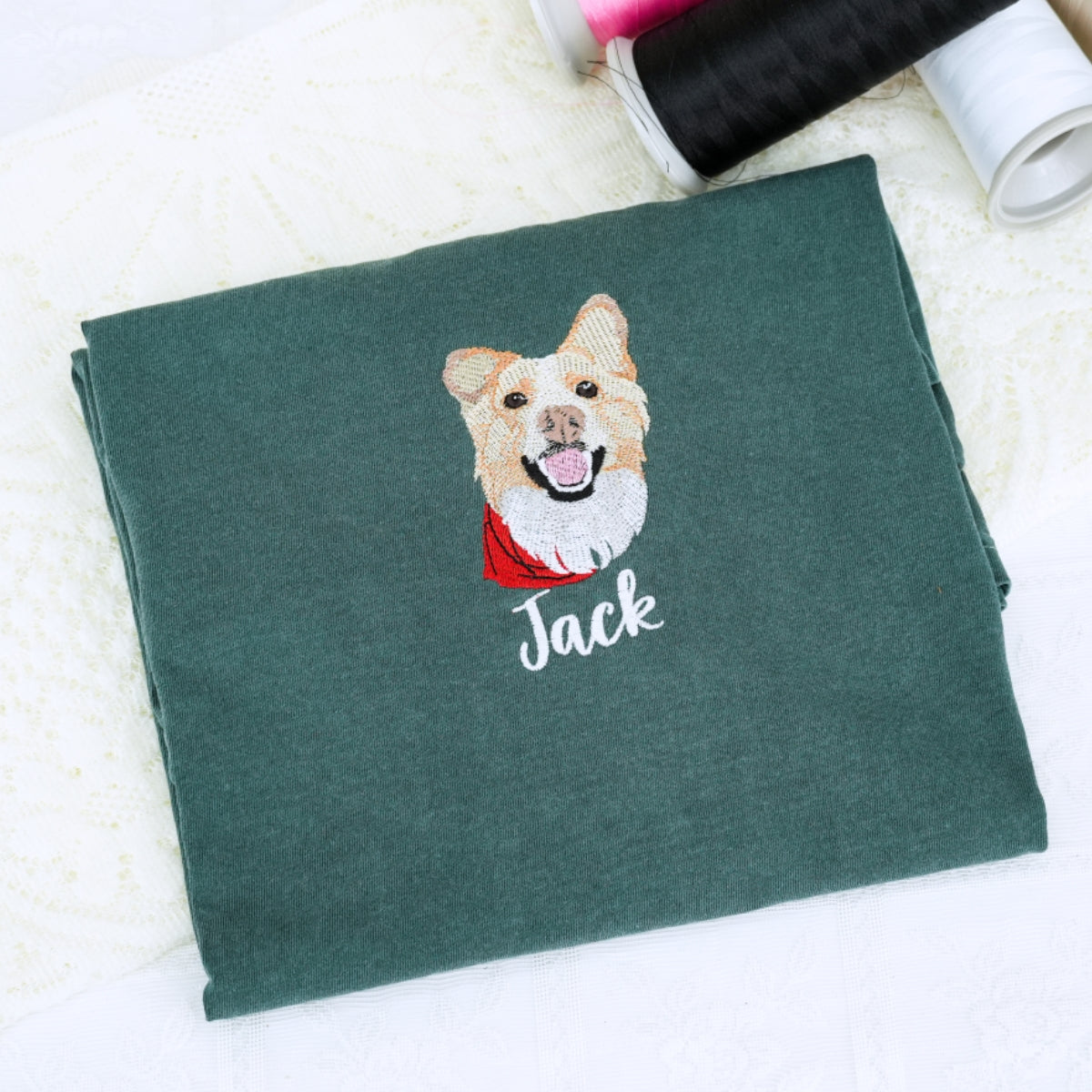 Custom Pet Portrait Sweatshirts - Dog Face Name Embroidered Sweaters - Personalized Dog Lover Gift