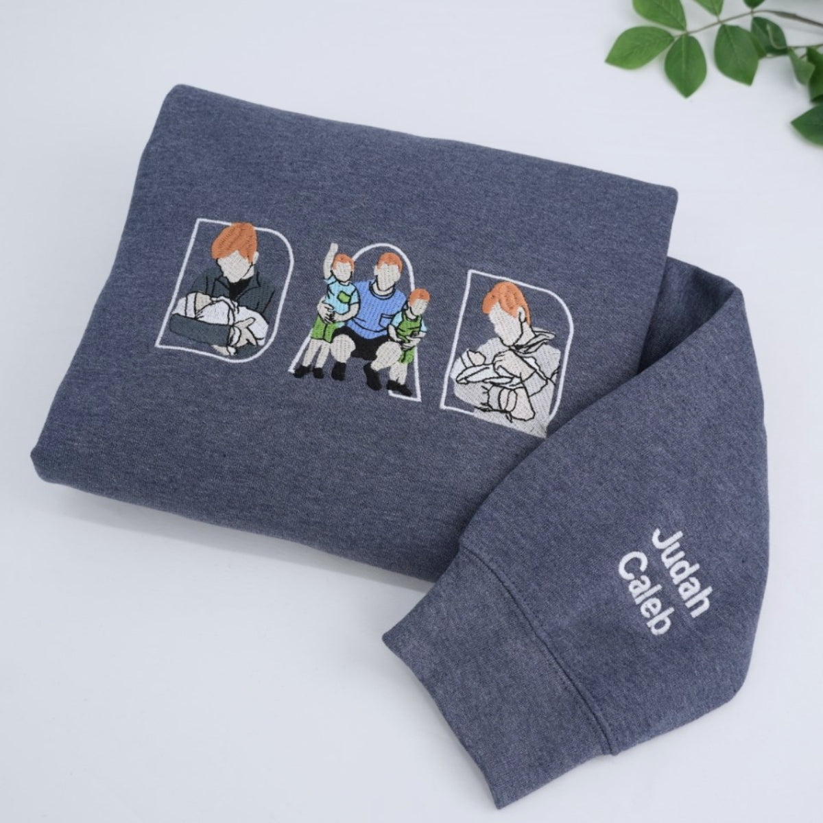 Custom Photo Dad Hoodies - Father Baby Bonding Embroidered Sweatshirts - Perfect New Dad Memory Gift