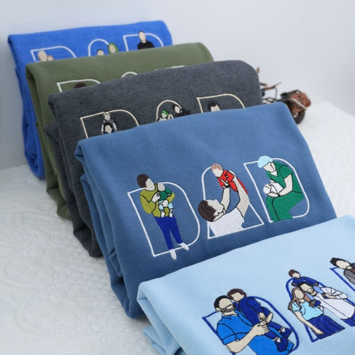 Custom Photo Dad Hoodies - Personal Family Moments Embroidered Sweatshirts - Perfect Father Memory Gift