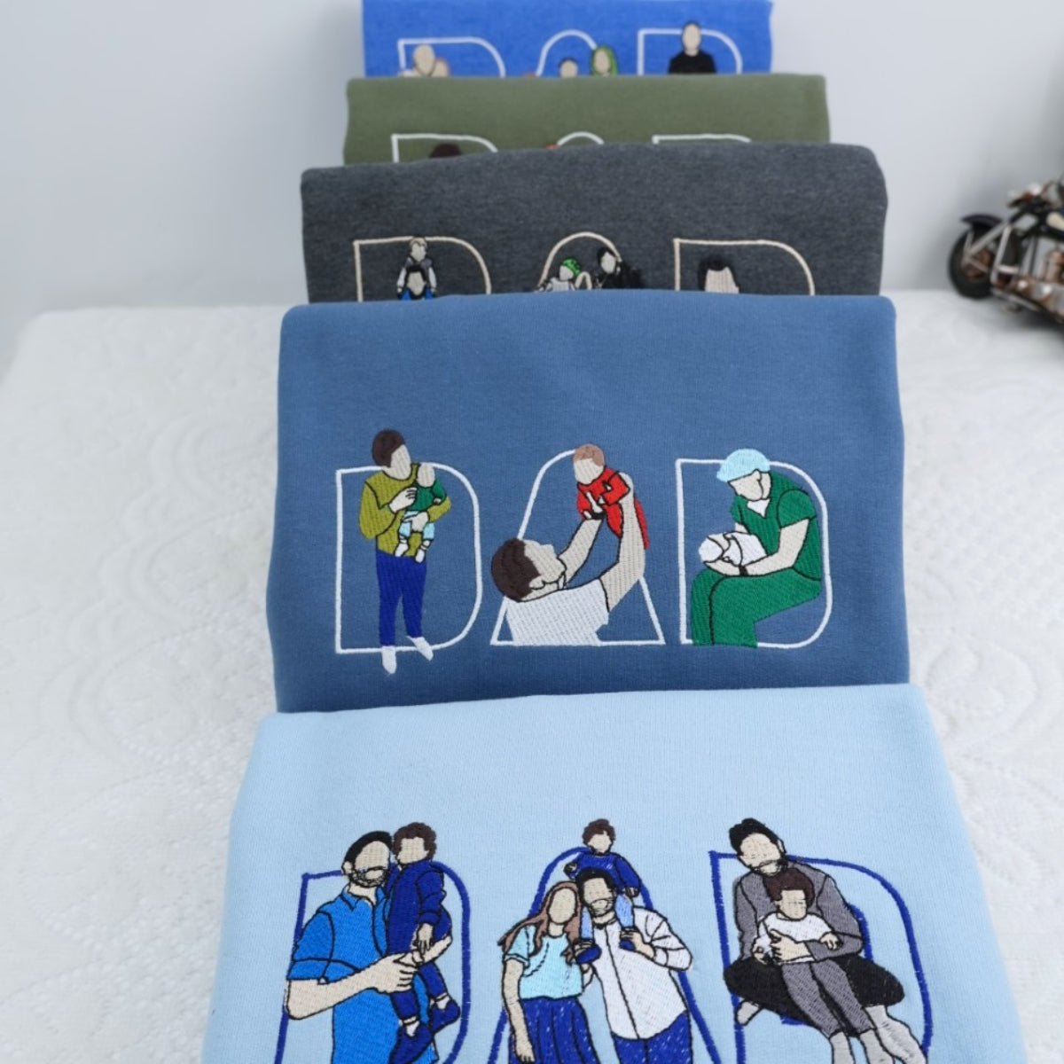 Custom Photo Dad Hoodies - Personal Family Moments Embroidered Sweatshirts - Perfect Father Memory Gift