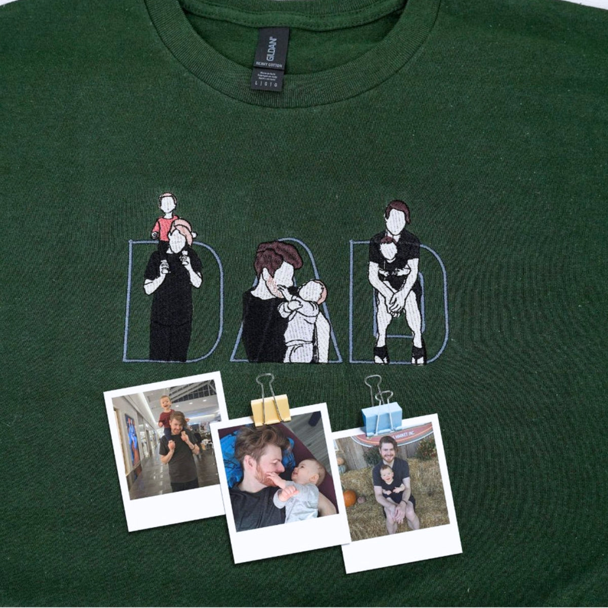 Custom Photo Dad Hoodies - Personal Family Moments Embroidered Sweatshirts - Perfect Father Memory Gift