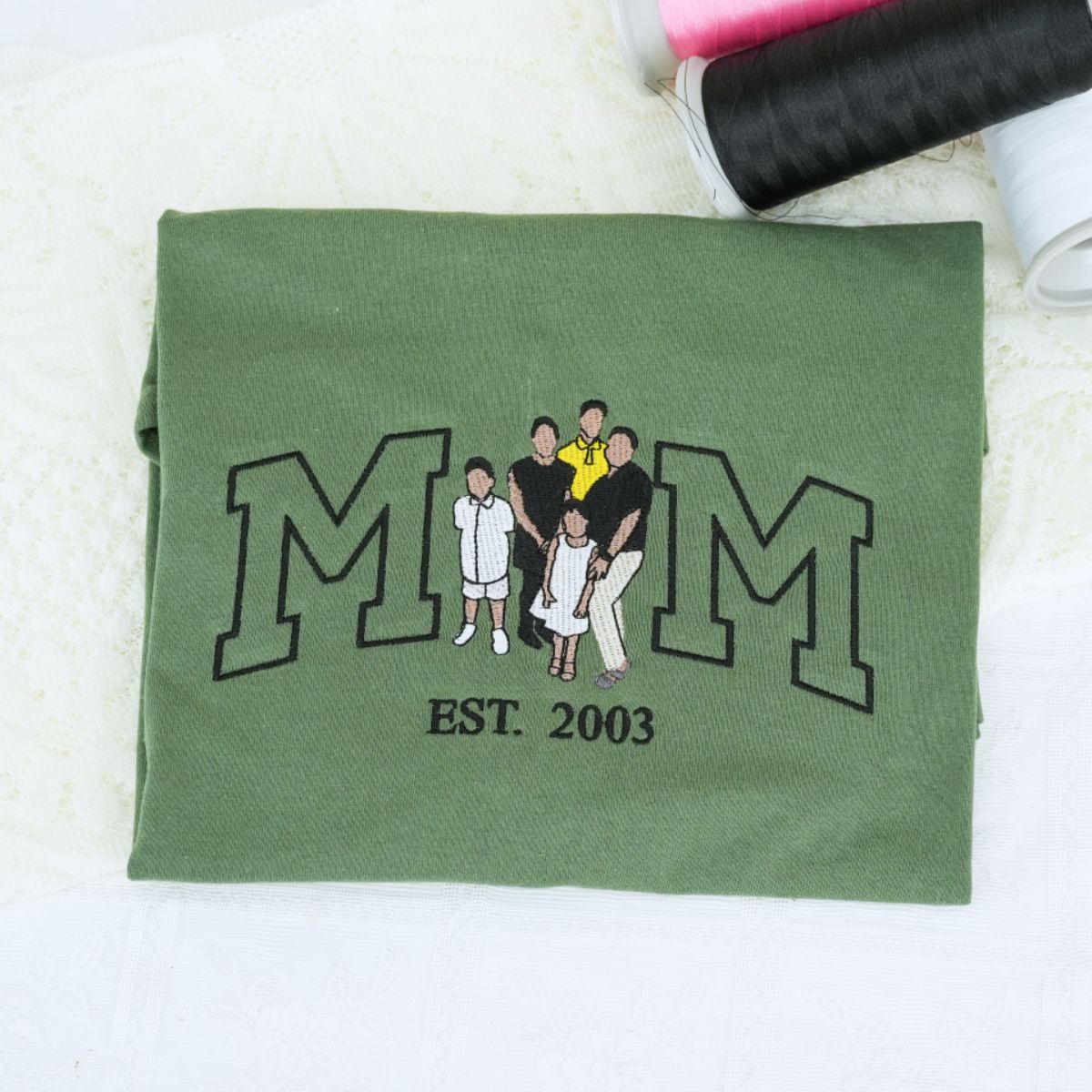 Custom Photo Mom Hoodies - Sibling Embroidered Sweatshirts - Perfect Mother Gift with Kids Names