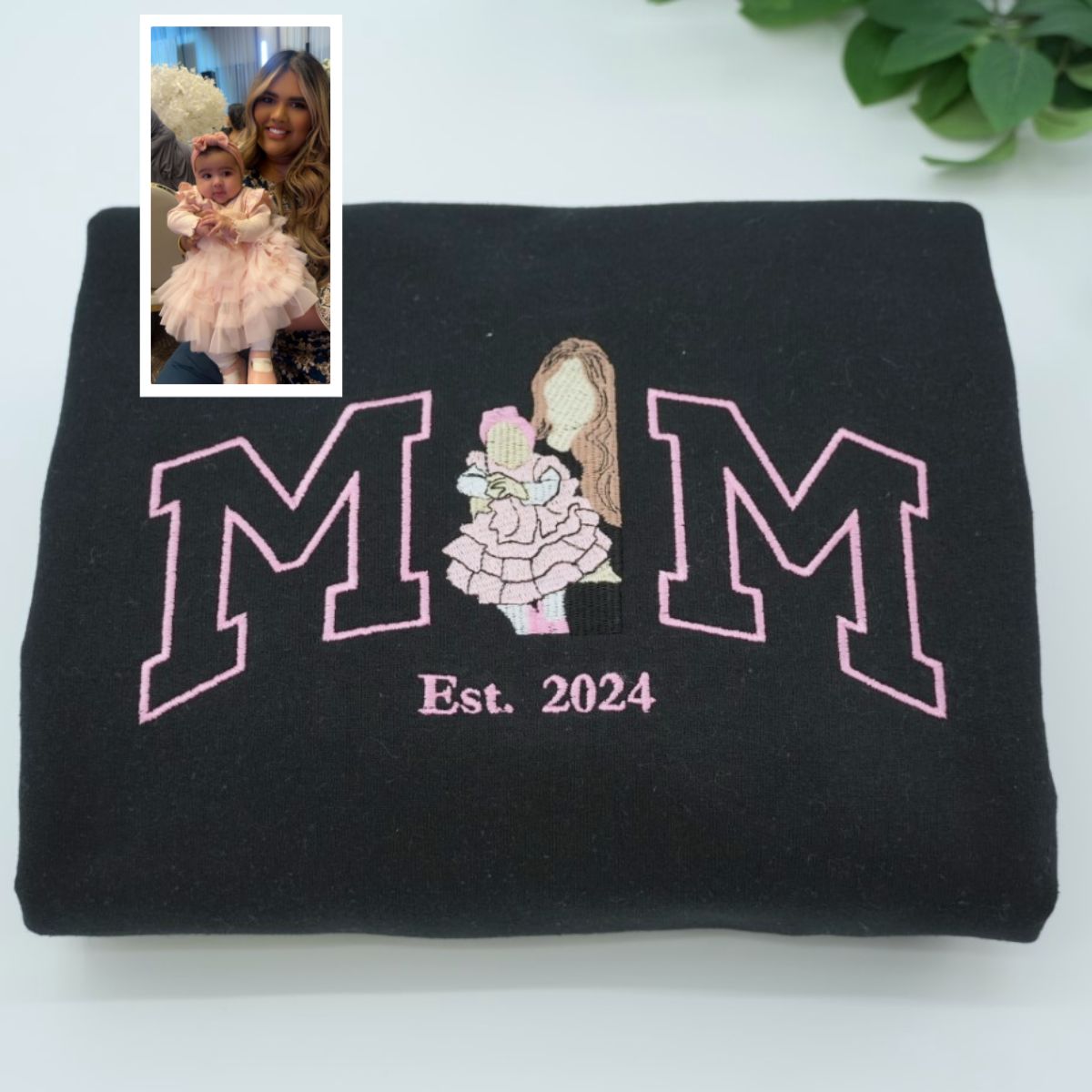 Custom Photo Mom Hoodies - Sibling Embroidered Sweatshirts - Perfect Mother Gift with Kids Names