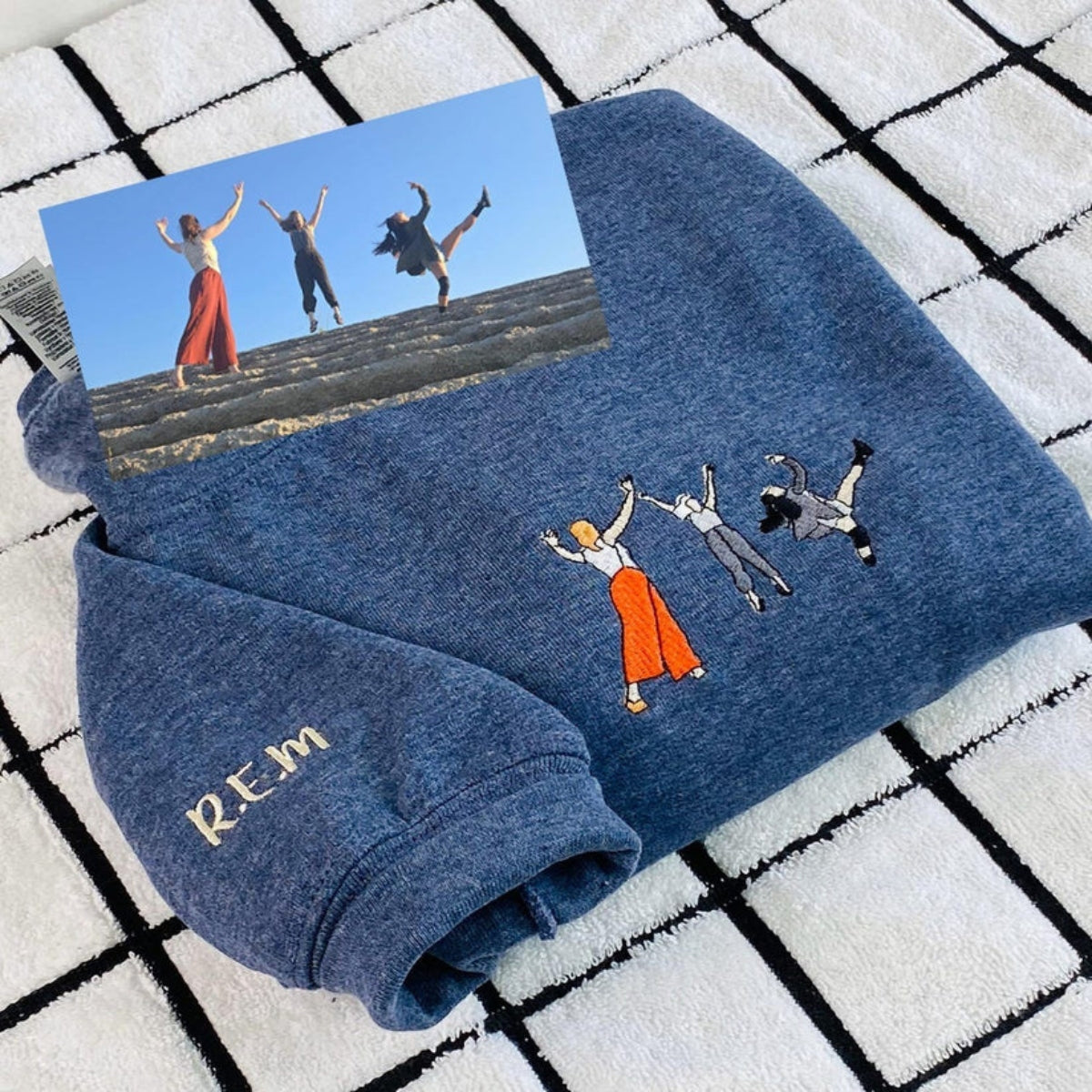 Custom Portrait Hoodie from Photo – Personalized Embroidered Sweatshirt for Best Friends, Sisters, or Couples