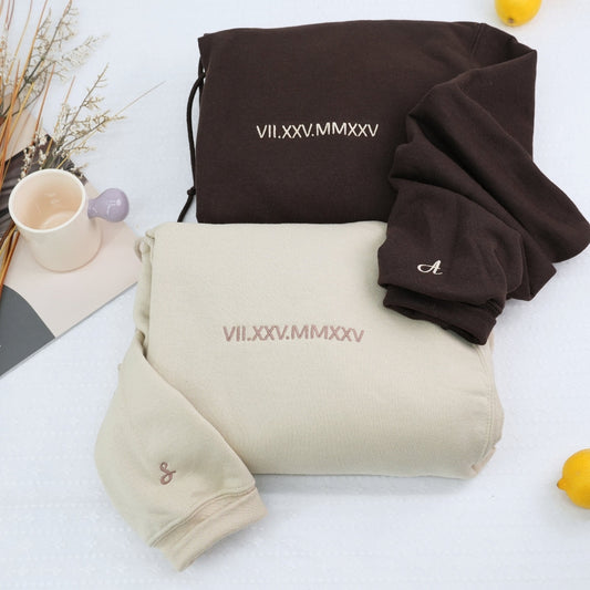 Custom Roman Numeral Embroidered Hoodie