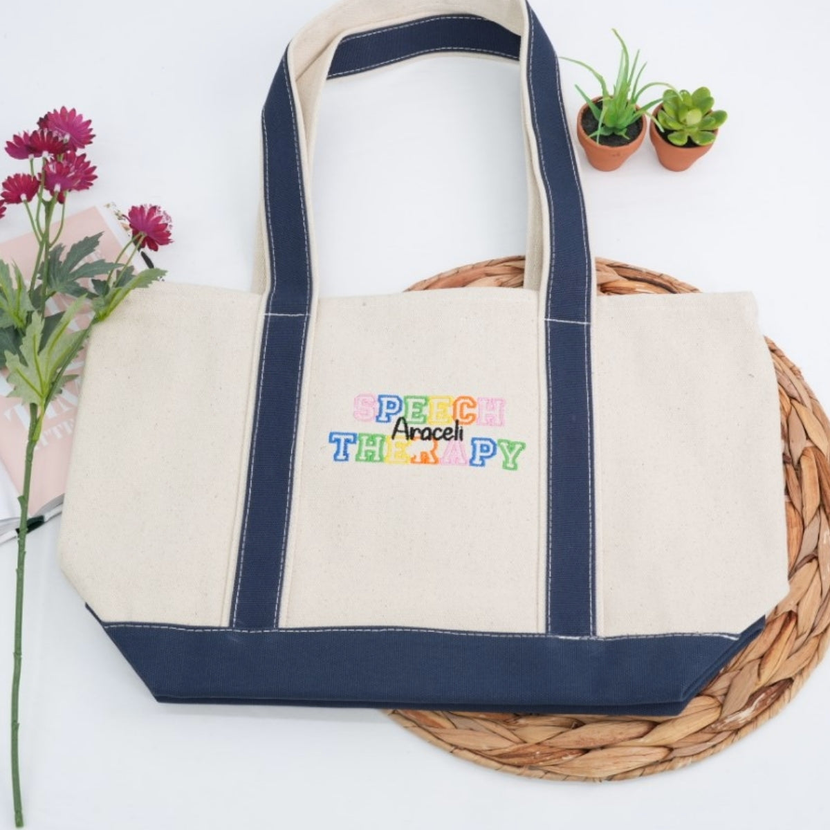 Custom Speech Language Pathologist Tote Bag - Personalized SLP Embroidered Bag - Therapy Professional Gift