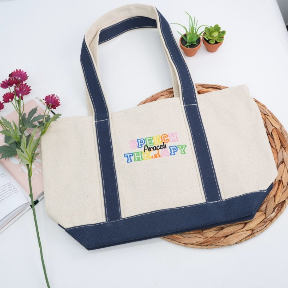Custom Speech Language Pathologist Tote Bag - Personalized SLP Embroidered Bag - Therapy Professional Gift