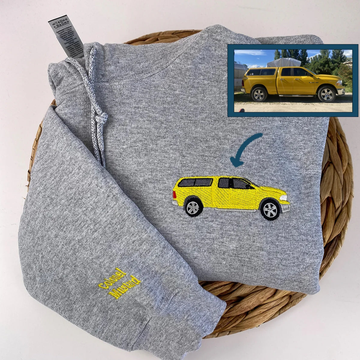 Custom Sports Car Embroidered Hoodies - Vehicle Portrait Sweatshirts - Perfect Car Enthusiast Gift