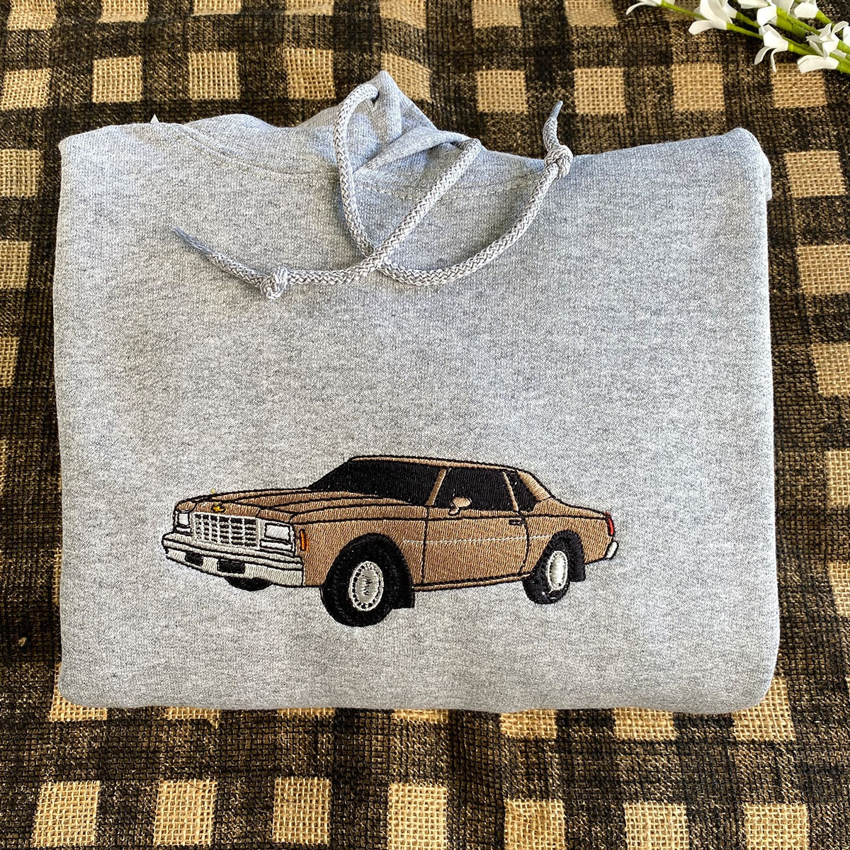 Custom Sports Car Embroidered Sweatshirts - Dynamic Vehicle Portrait Hoodies - Girl Car Enthusiast Gift