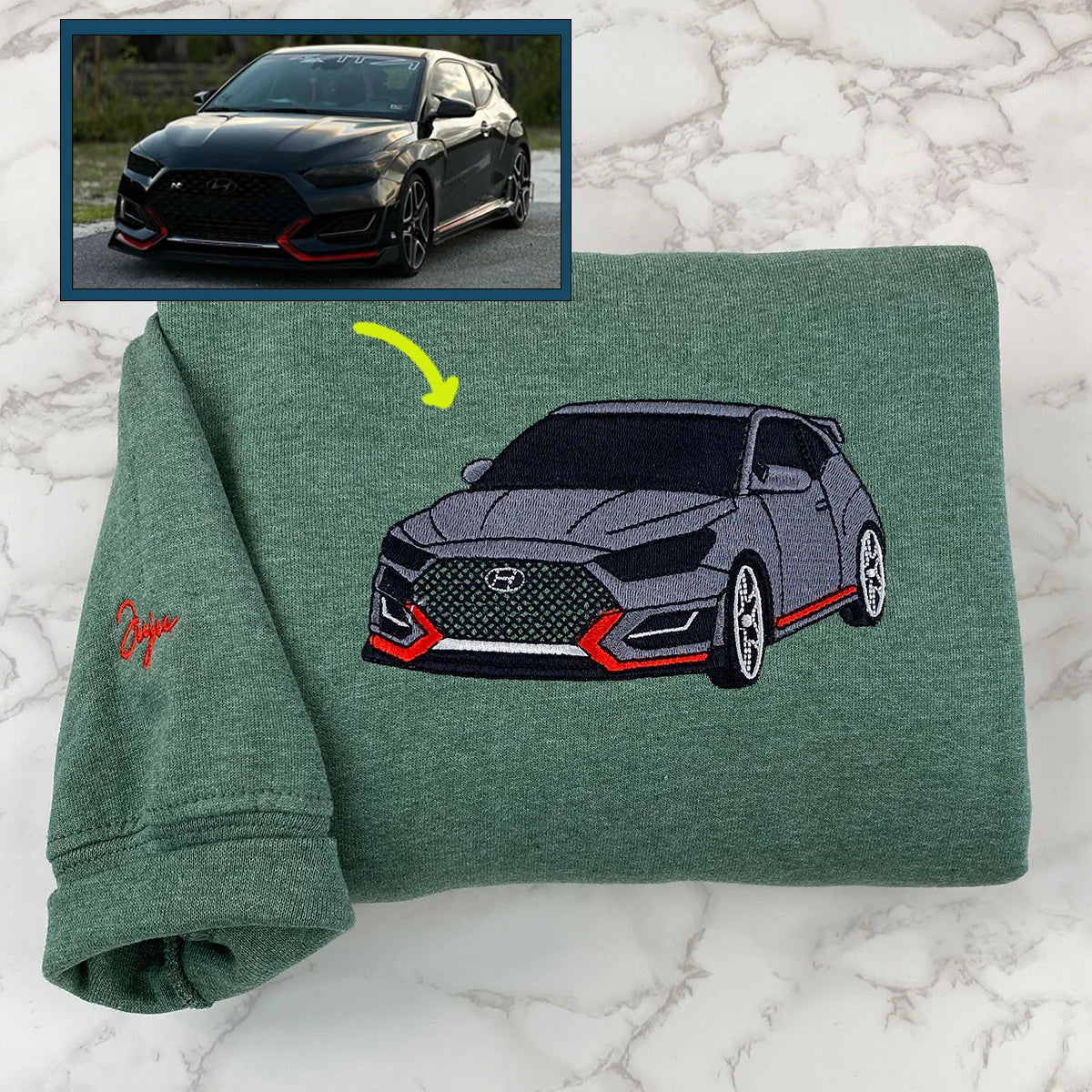 Custom Sports Car Embroidered Sweatshirts - Dynamic Vehicle Portrait Hoodies - Girl Car Enthusiast Gift