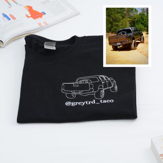 Custom Truck Outline T-Shirts - Personalized Auto Embroidered Apparel - Perfect Truck Lover Gift