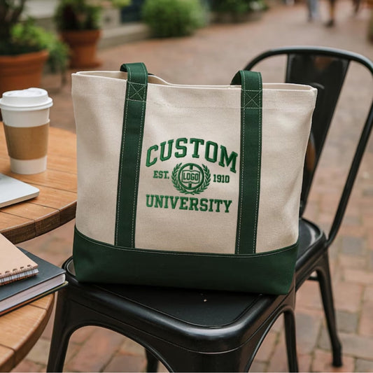Custom University Tote Bag - Personalized College Embroidered Bag - School Spirit Gift