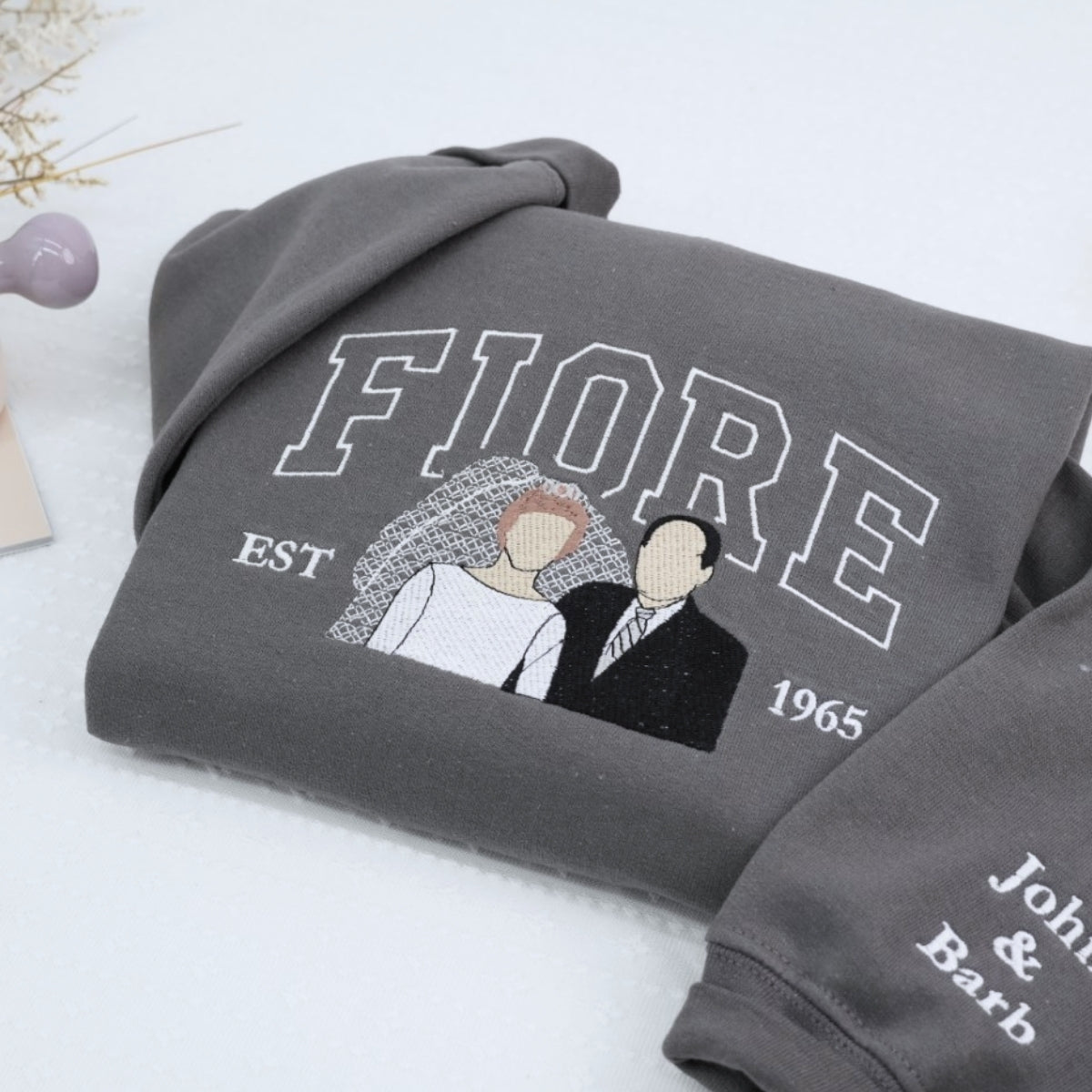 Custom Wedding Photo Hoodies - Varsity Style Anniversary Embroidered Sweatshirts Gift