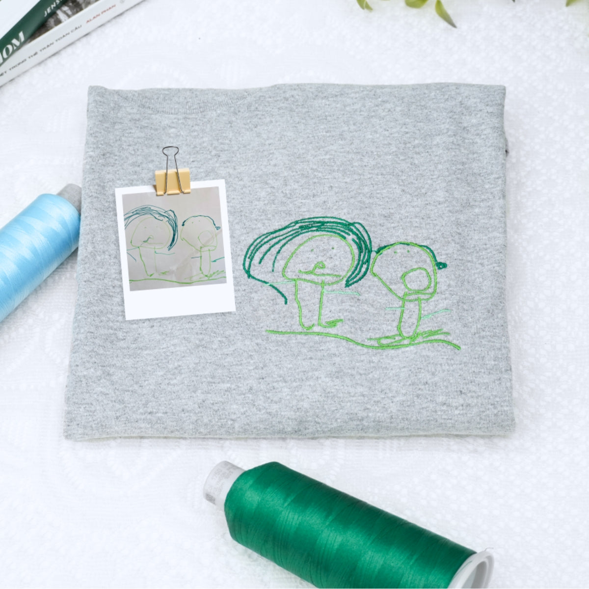 Cute Child Drawing Embroidered Sweatshirts - Adorable Kids Animal Artwork to Embroidery - Sweet Family Keepsake