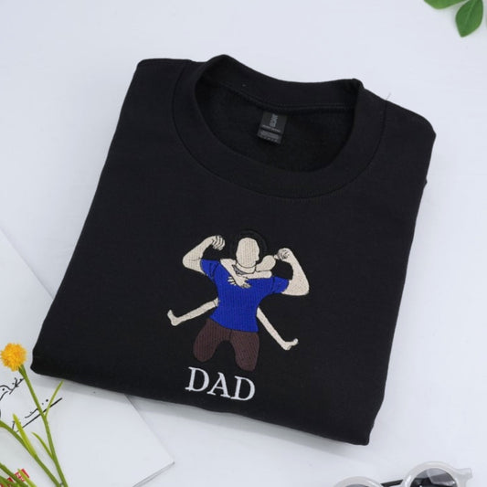 Dad Established Custom Hoodies - Father Baby Embroidered Sweatshirts With Est Year - Perfect New Dad Father's Day Gift