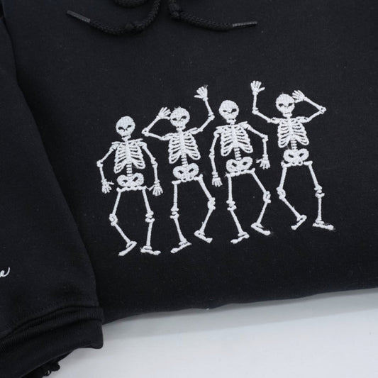 Dancing Skeletons Halloween Hoodies - Custom Embroidered Personalized Halloween Sweatshirts