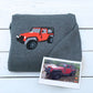 Custom Embroidered Trucker Hoodie from Your Photo, Personalized Gift for Truck Lover
