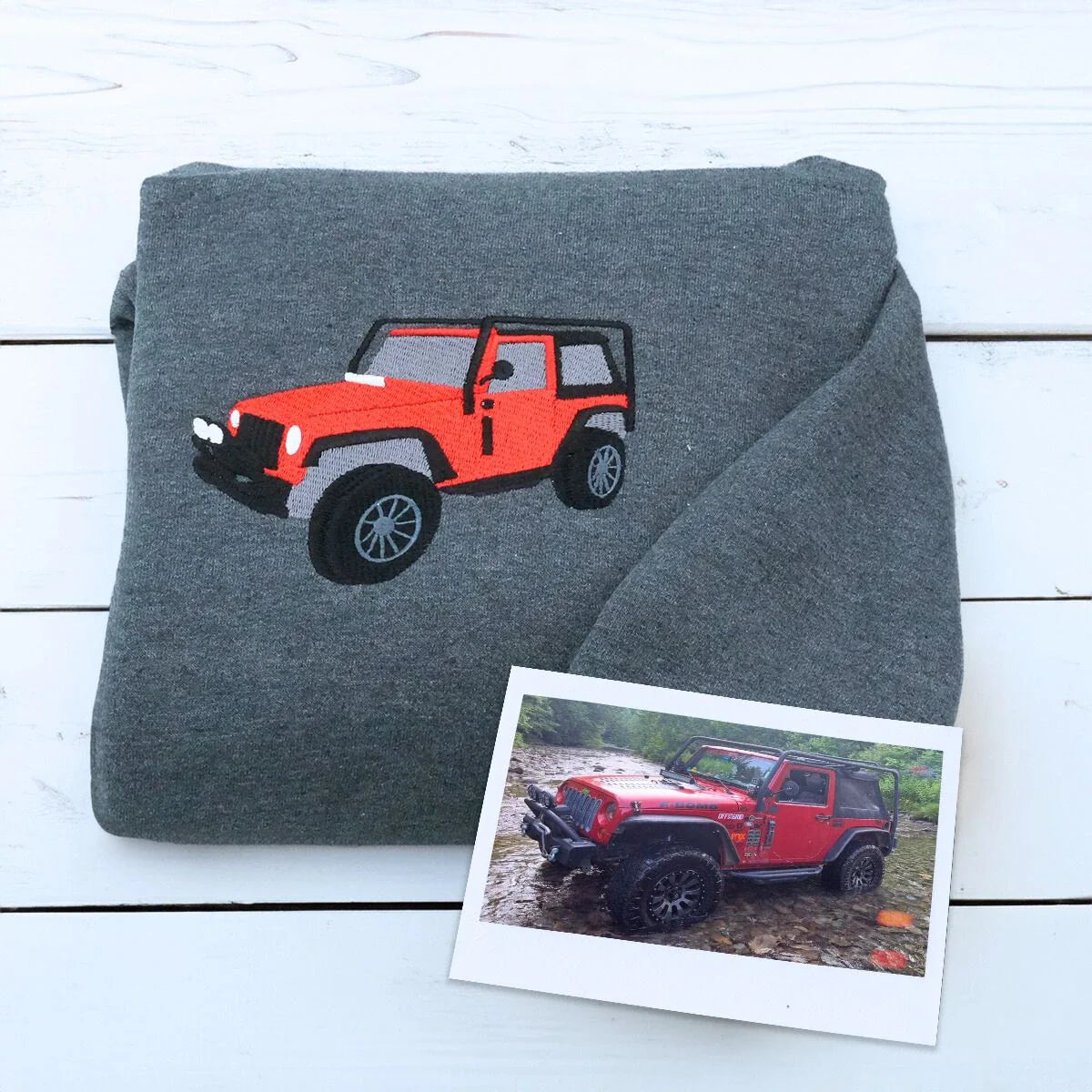 Custom Embroidered Trucker Hoodie from Your Photo, Personalized Gift for Truck Lover
