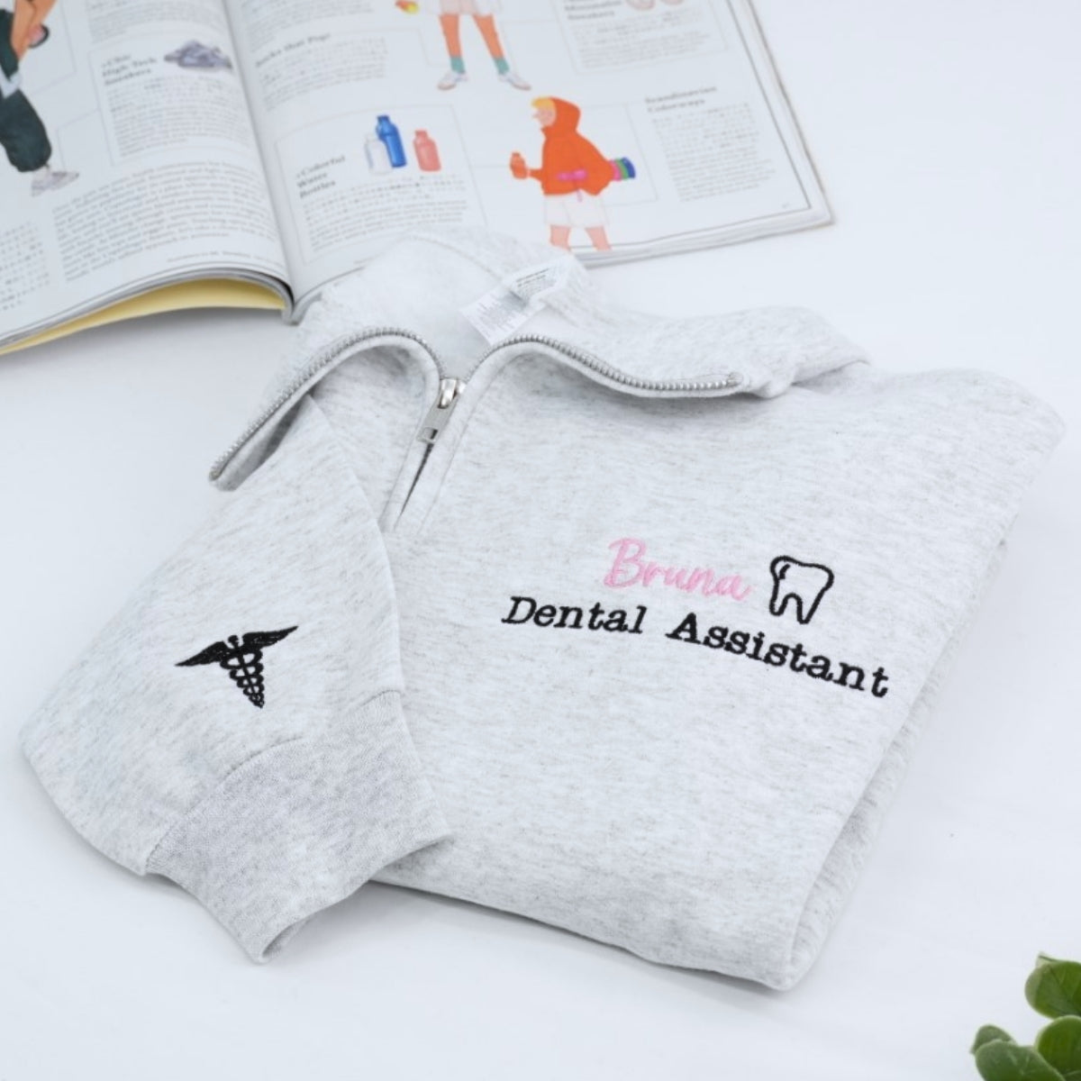 Dental Assistant Custom Quarter Zip - Personalized Healthcare Embroidered Sweatshirt - Perfect Dental Gift