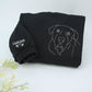 Dog Mom Line Art Hoodies - Custom Pet Portrait Embroidered Sweatshirts - Artistic Dog Face Gift