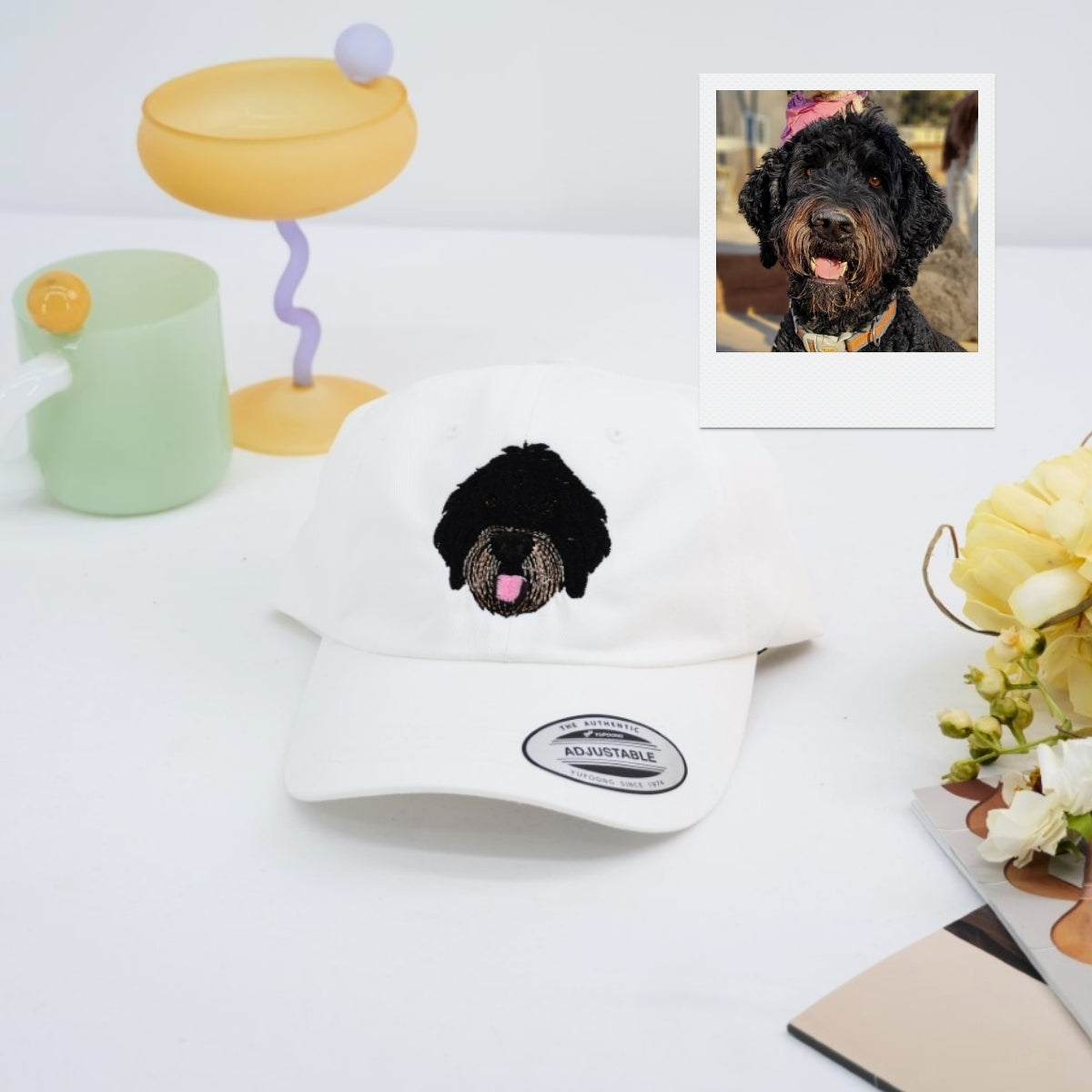 Dual Dog Portrait Embroidered Cap - Multi-Pet Family Accessory - Bonded Dog Pair Gift