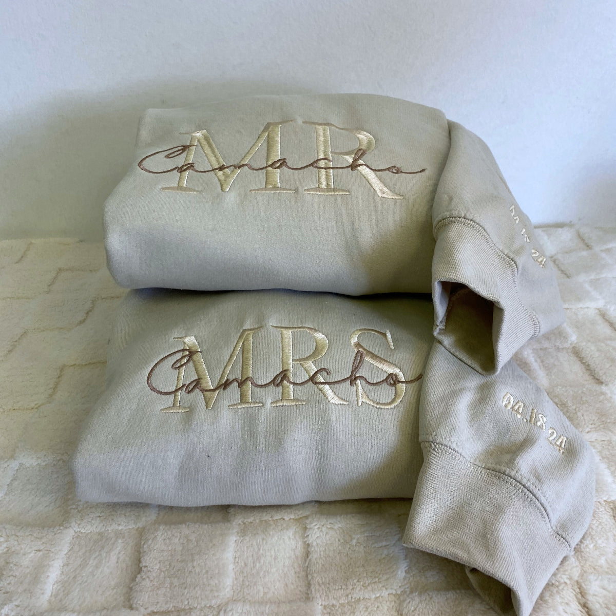 Embroidered Mr & Mrs Hoodies or Sweatshirts