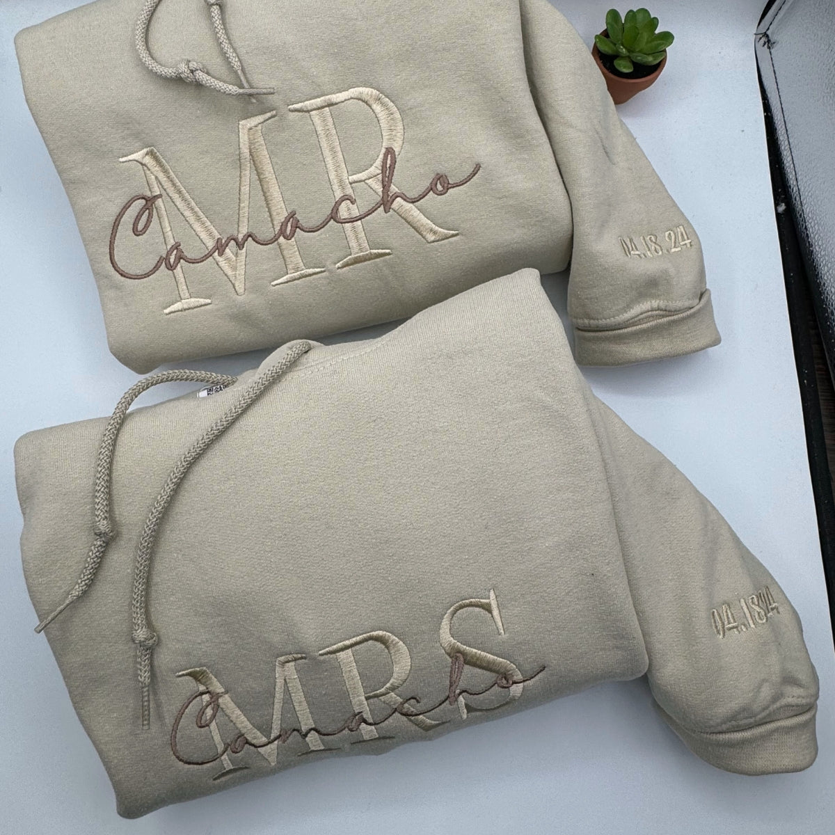 Embroidered Mr & Mrs Hoodies or Sweatshirts