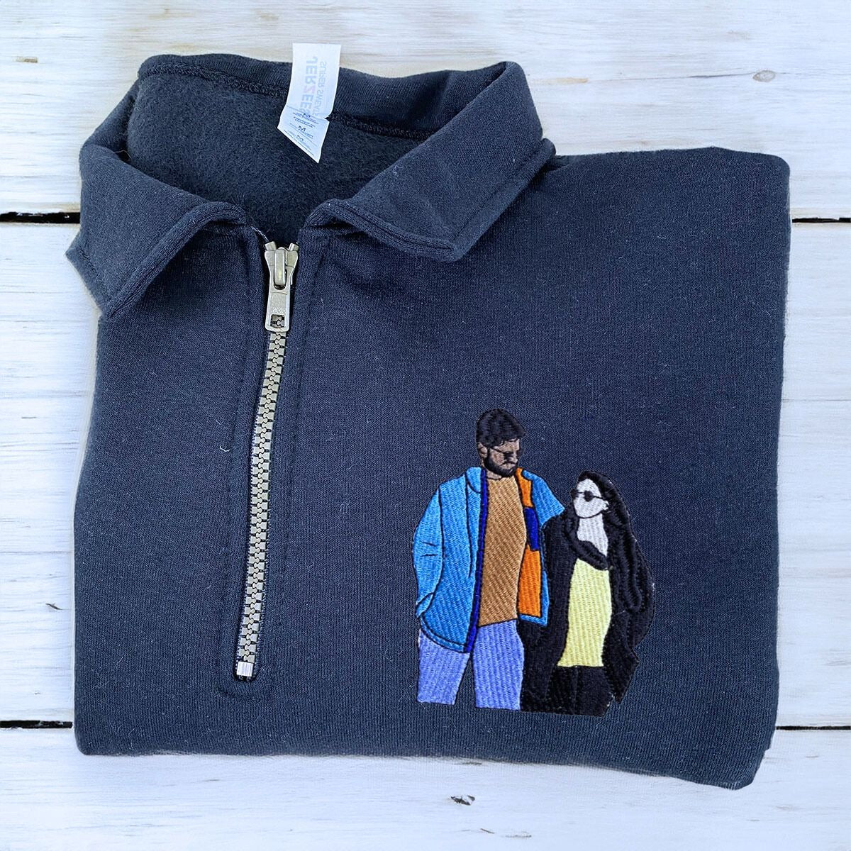 Matching Zip Up Hoodies or Sweatshirts, Custom Embroidered Anniversary Gifts For Couples