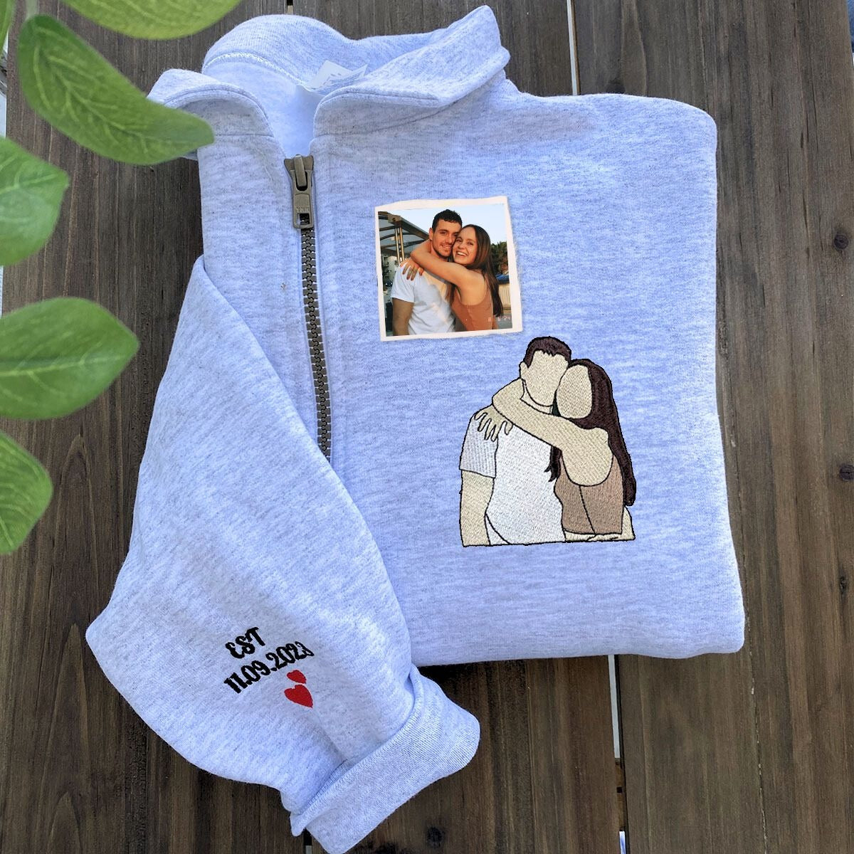 Matching Zip Up Hoodies or Sweatshirts, Custom Embroidered Anniversary Gifts For Couples