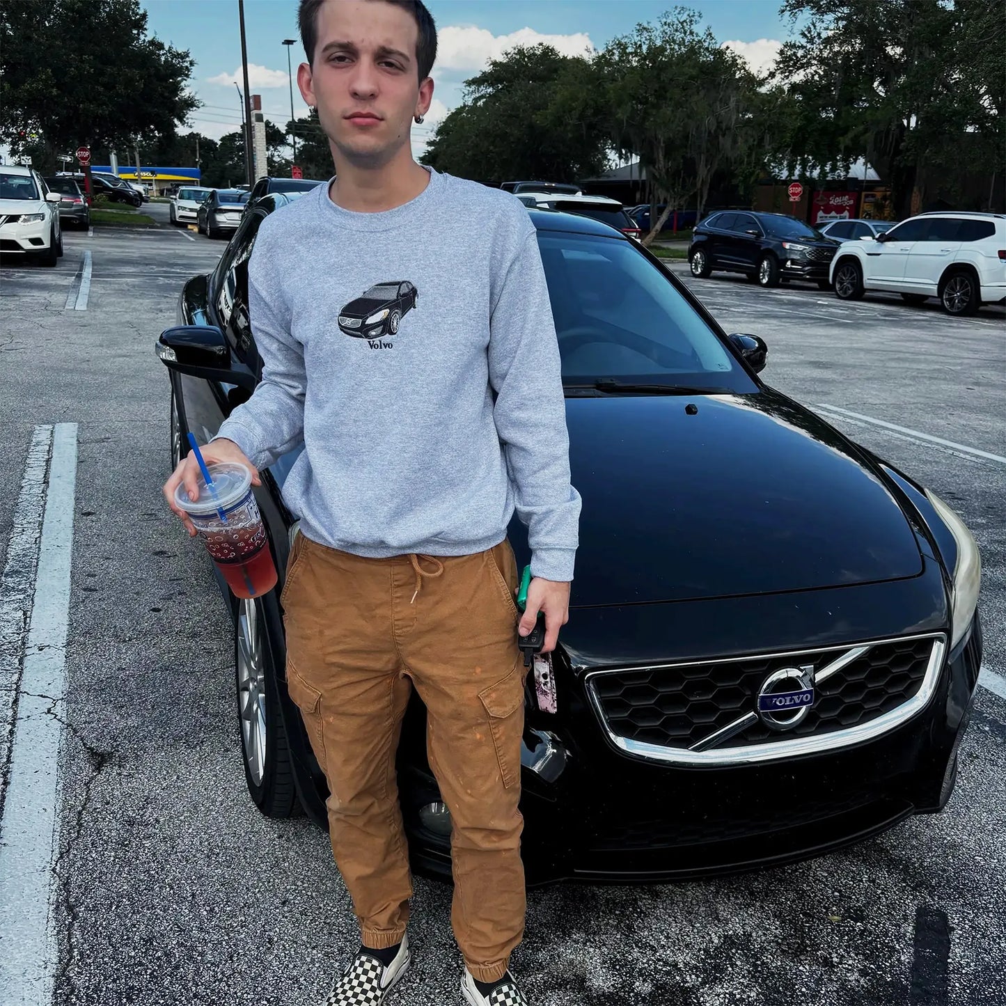 Custom Car Photo Embroidered Hoodie or Sweatshirt – Personalized Gift for Dad, Grandpa, or Car Lovers