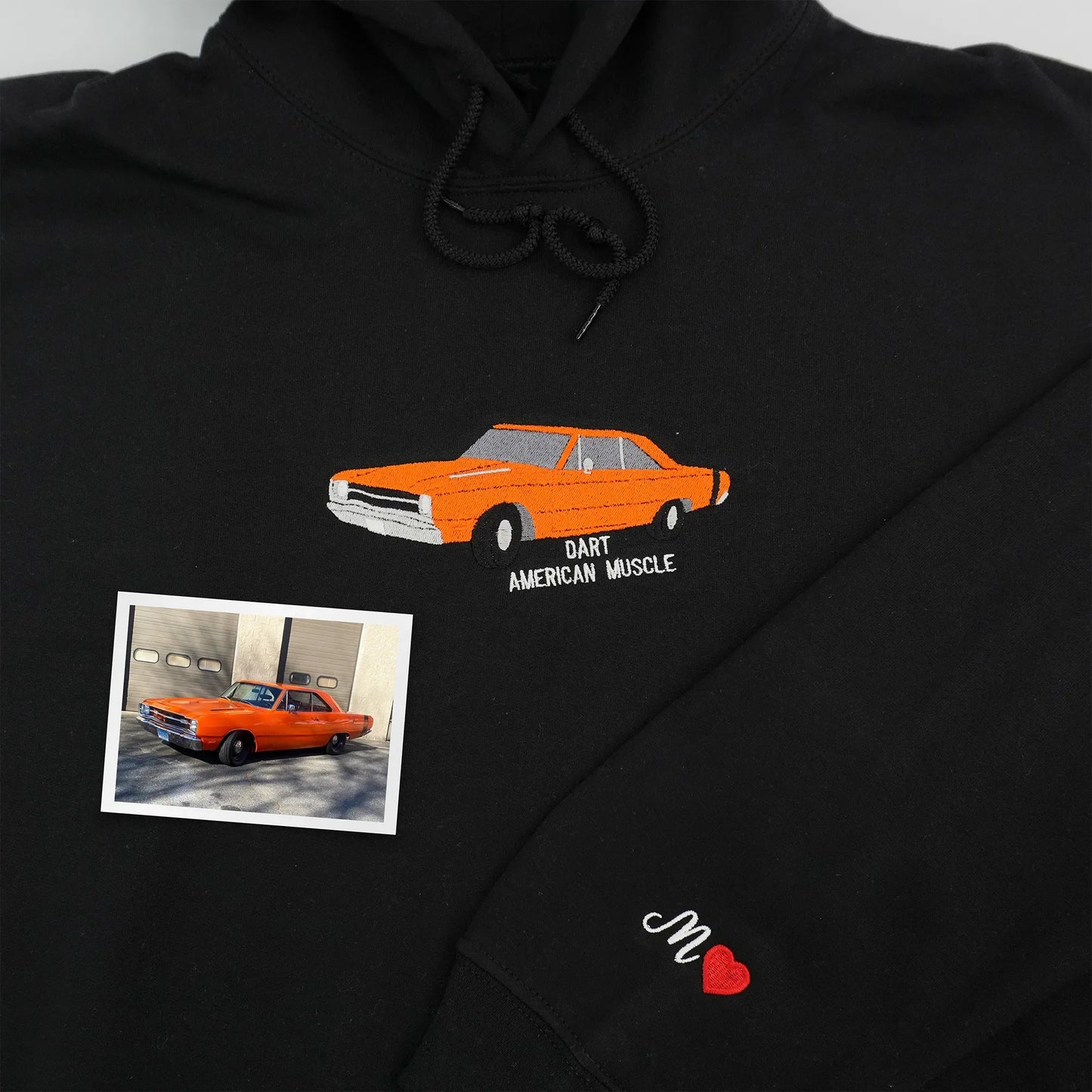 Custom Car Photo Embroidered Hoodie or Sweatshirt – Personalized Gift for Dad, Grandpa, or Car Lovers