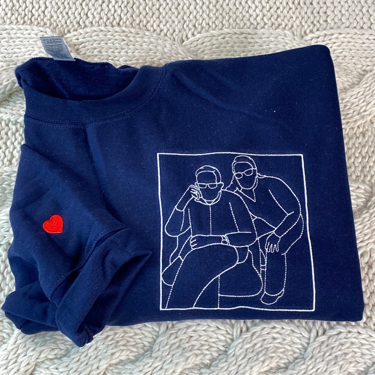 Forever & Always Couple Hoodies - Custom Line Art Portrait Embroidery - Romantic Anniversary Love Gift