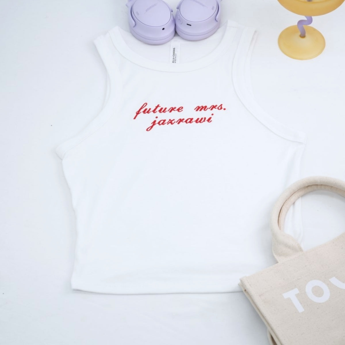 Future Mrs Custom Tank Tops - Personalized Engagement Embroidered Apparel - Perfect Bridal Gift Set