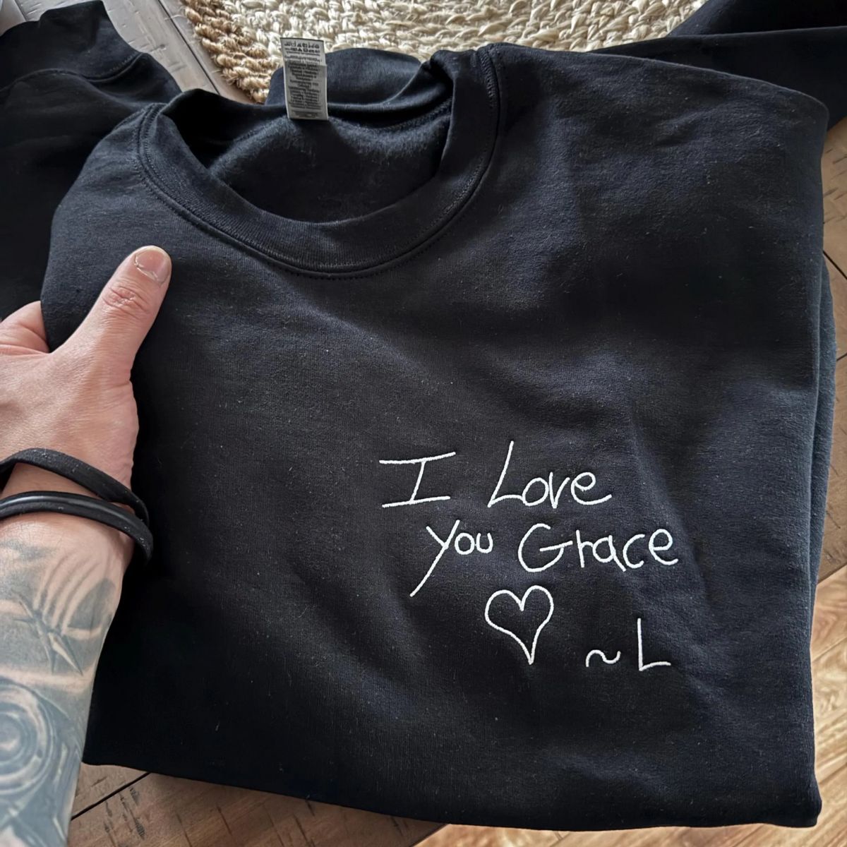 Good Vibes Custom Child Artwork Embroidered Sweatshirts - Kids Drawing to Embroidery - Positive Vibes Gift