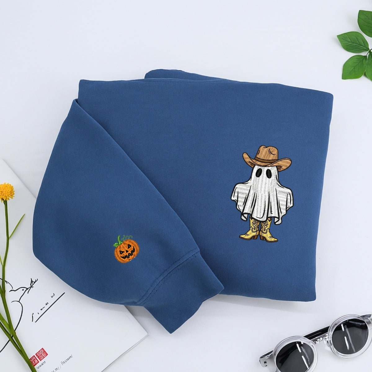Halloween Cowboy Ghost Hoodies - Western Spooky Embroidered Sweatshirts - Perfect Halloween Gift