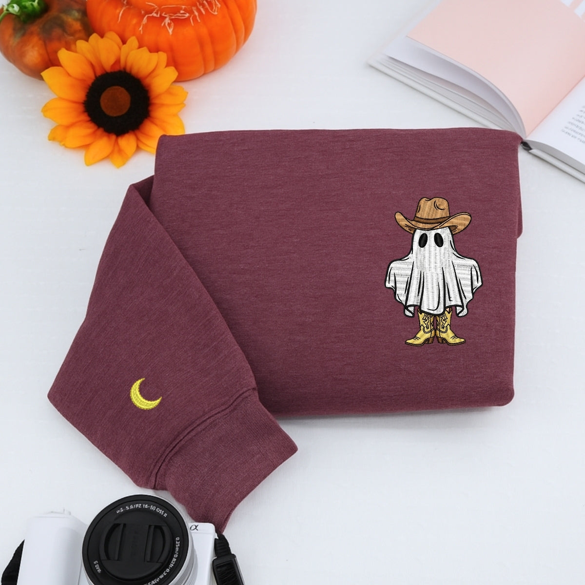 Halloween Cowboy Ghost Hoodies - Western Spooky Embroidered Sweatshirts - Perfect Halloween Gift