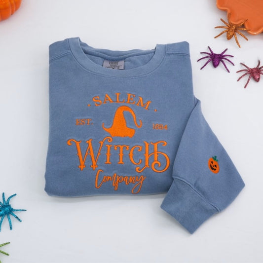 Halloween Custom Sweatshirts - Salem Witch Embroidered Hoodies - Perfect Spooky Season Gift