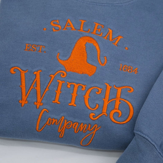 Halloween Custom Sweatshirts - Salem Witch Embroidered Hoodies - Perfect Spooky Season Gift