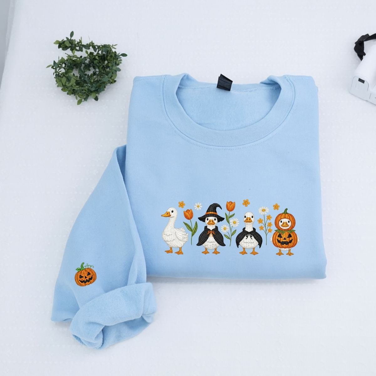 Halloween Geese Custom Sweatshirts - Spooky Goose Embroidered Apparel - Perfect Cute Halloween Gift