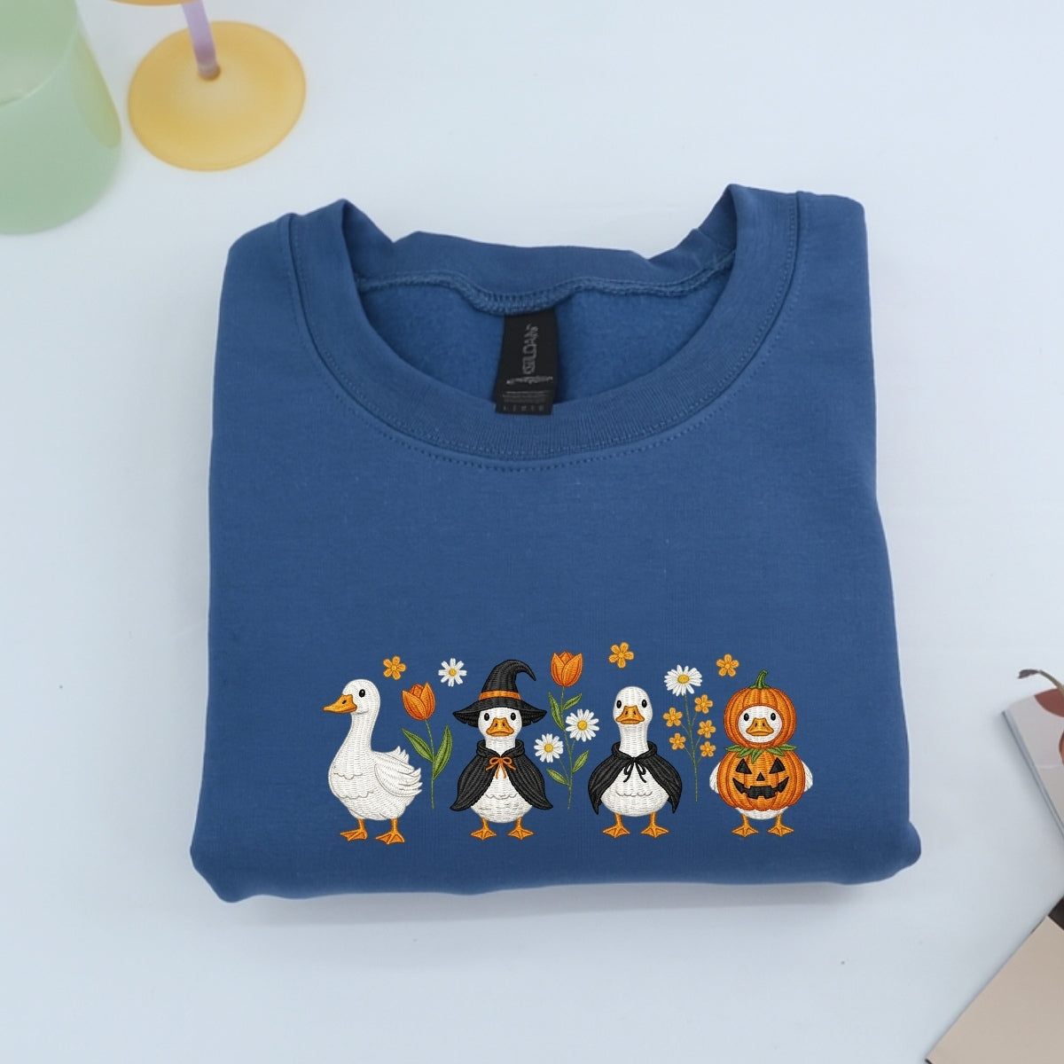 Halloween Geese Custom Sweatshirts - Spooky Goose Embroidered Apparel - Perfect Cute Halloween Gift