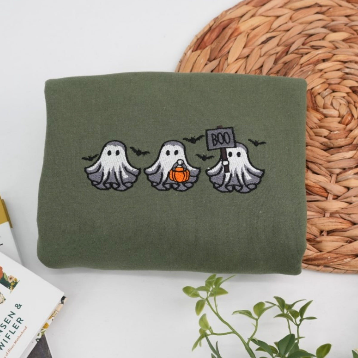 Halloween Ghost Custom Sweatshirts - Cute Boo Embroidered Hoodies - Perfect Spooky Season Family Gift