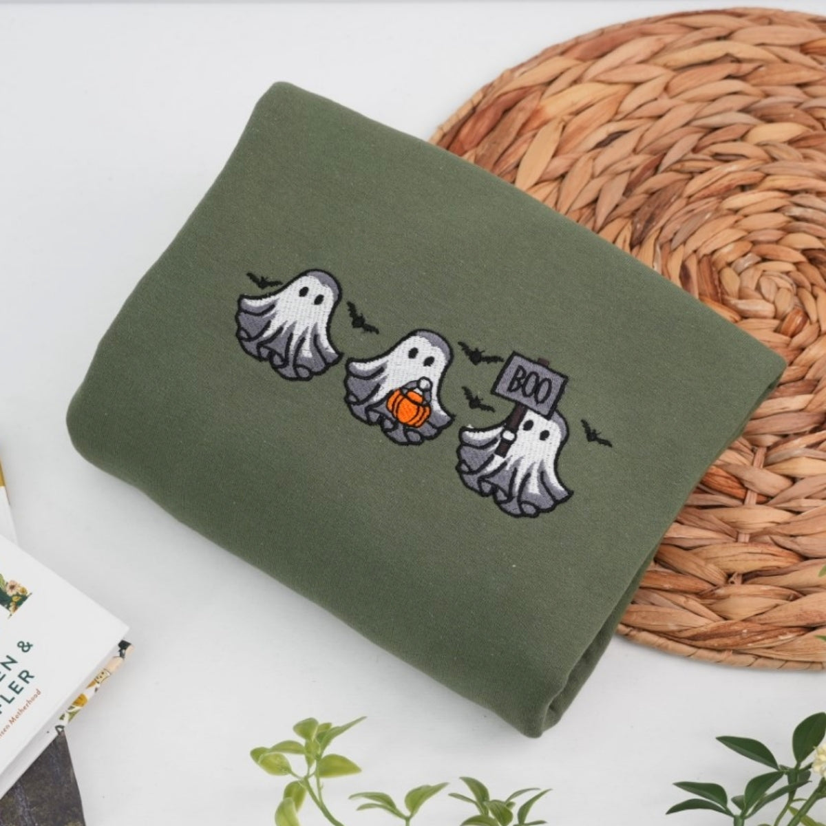 Halloween Ghost Custom Sweatshirts - Cute Boo Embroidered Hoodies - Perfect Spooky Season Family Gift