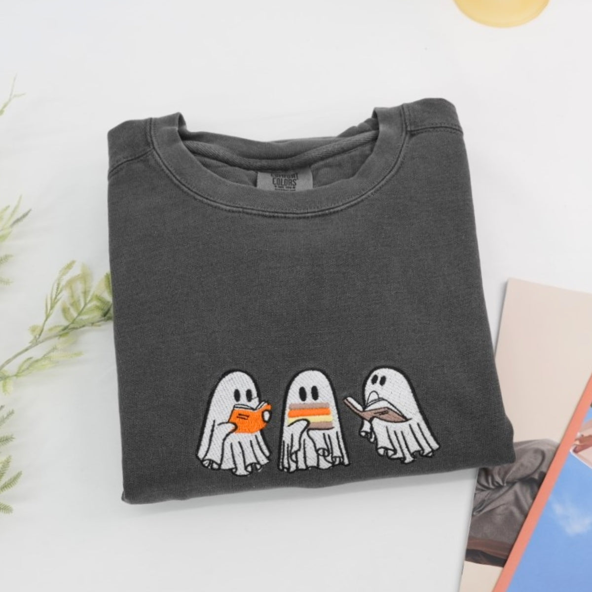 Halloween Ghost Trio Custom Sweatshirts - Cute Trick-or-Treat Embroidered Hoodies - Perfect Spooky Family Gift
