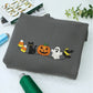 Halloween Icons Embroidered Sweatshirts - Cute Ghost Pumpkin Cat Crewneck - Perfect Spooky Season Gift