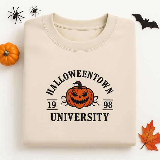 Halloweentown University Embroidered Sweatshirts - Halloween Pumpkin College Style - Spooky Season Gift