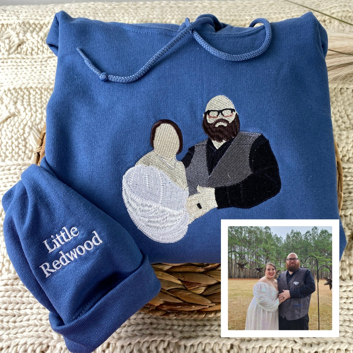 His Hers Custom Picture Hoodies - Personalized Photo Embroidered Couples Sweatshirts Gift