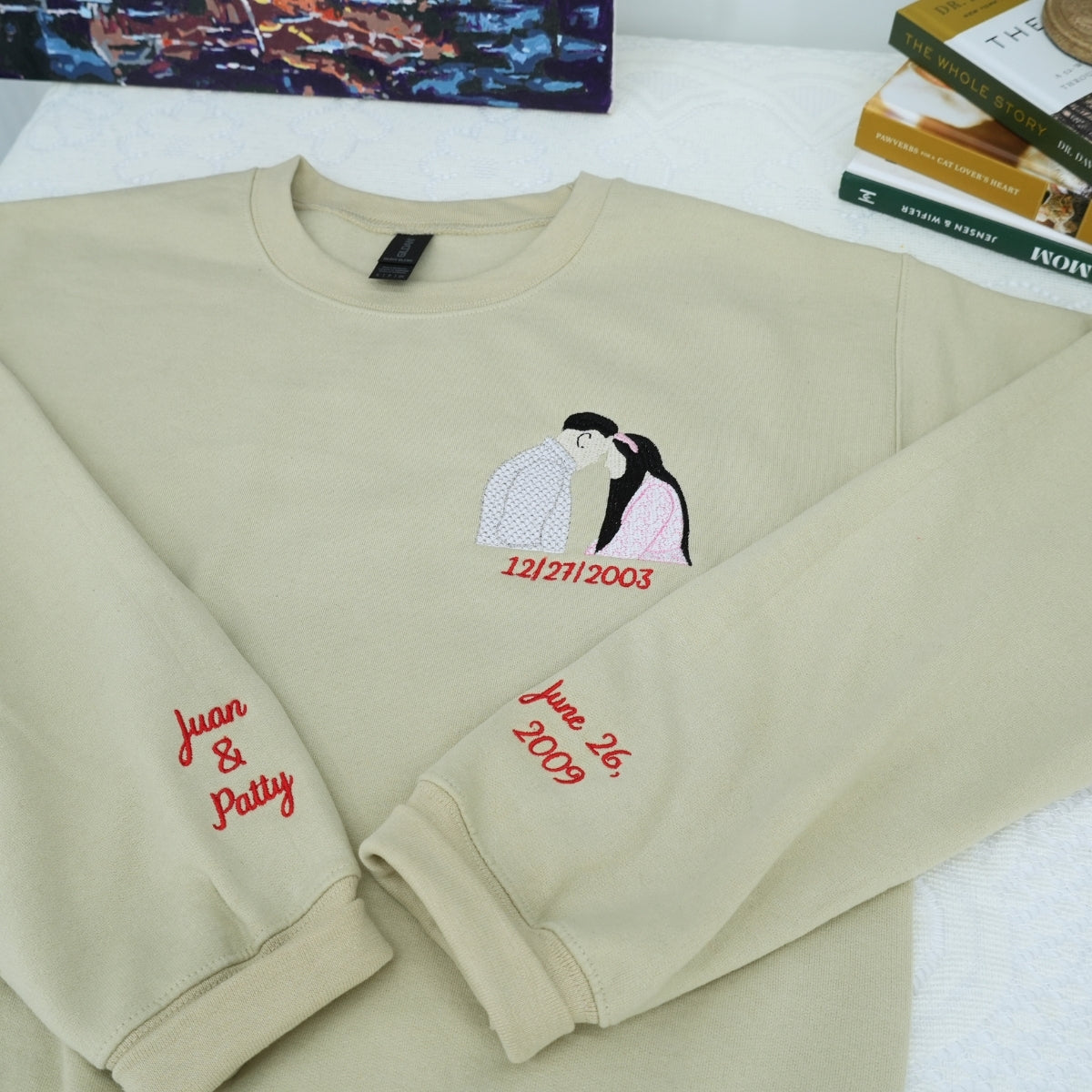 His Hers Custom Picture Hoodies - Personalized Photo Embroidered Couples Sweatshirts Gift